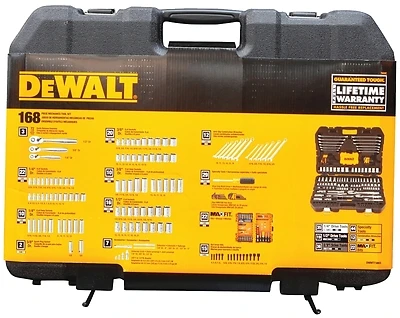DeWalt DWMT73803 Mechanic's Tool & Socket Set, 168-Piece, SAE & Metric