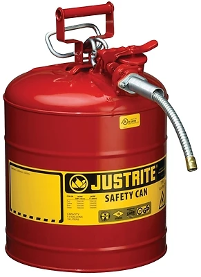 Justrite 7250120 Type II Safety Can, 5 Gallon, Steel, Red