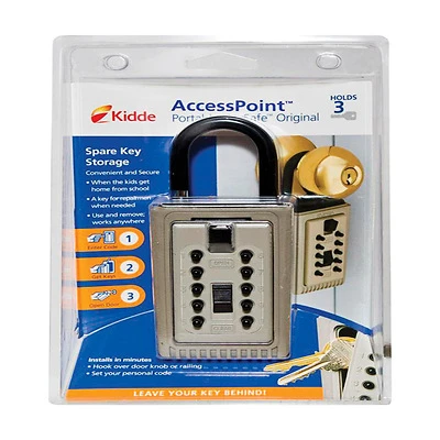 GE 001000 Portable Key Safe Lockbox, Pushbutton Combination, Metal, Off-White