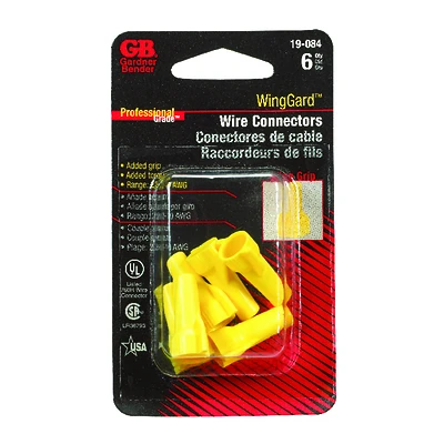 Gardner Bender 19-084 Wing-Gard Wire Connector, 22-10 AWG, Yellow, 6-Pk.