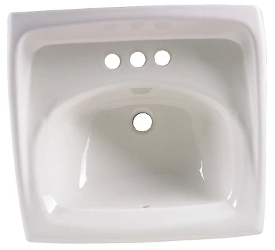 Lucerne Wall Hung Lavatory Sink, White China, 21-1/4 x 18-1/4 In.