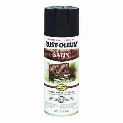 Rust-Oleum Stops Rust Spray Enamel, Black Satin, 12 Oz.