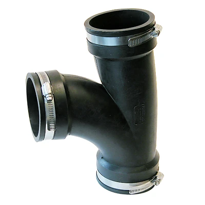 Fernco PQT-300 Qwik Tee PVC Pipe Fitting, Black, 3 In.