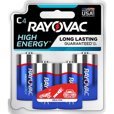 Rayovac 814-4TK Battery, 1.5 V Battery, C Battery, Alkaline