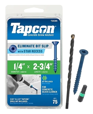 1/4 In. X 2-3/4 In. Steel Hex Head Concrete Screw Anchor 75 Pk