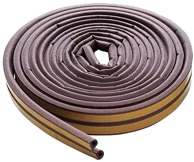 M-D 63602 EPDM Rubber Weatherstrip Tape, Brown, 11/32 in x 17 ft