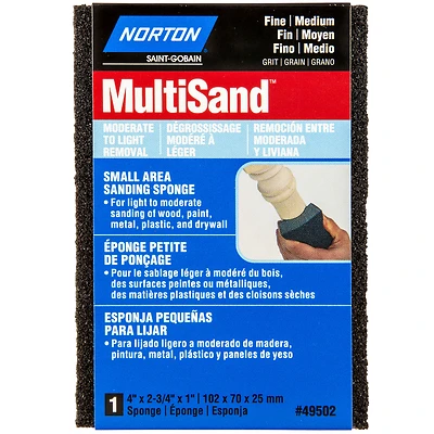 Norton MultiSand 49502 Sanding Sponge, 80/150 Grit, 4 x 2-3/4 x 1-In.