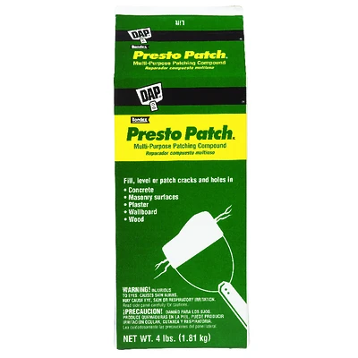 Dap Presto Patch 58505 Dry Mix Patching Compound, White, 4-Lb