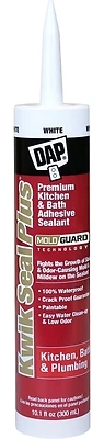 Kwik Seal Plus Kitchen/Bath Microban Caulk, White, 10.1-oz.