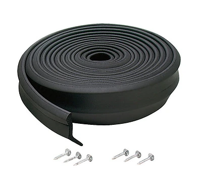 Garage Door Bottom Weatherstipping, Black Rubber, 9-Ft.