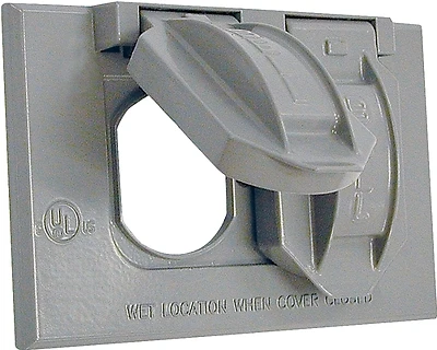 5180-0 Horizontal Mount Duplex Aluminum Gray Weatherproof Outdoor Outlet Cover