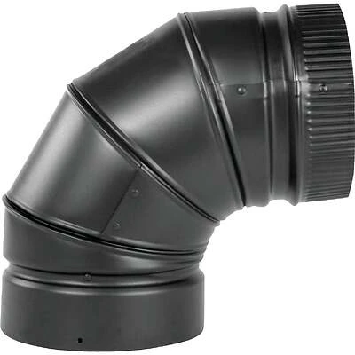 DSP Double Wall Stove Pipe, 6-Inch, 90 degree Elbow Matte Black Finish