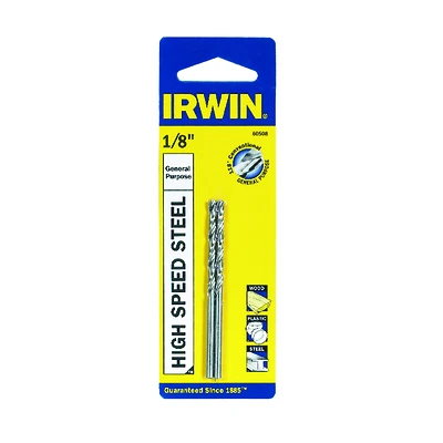 Irwin Jobber Drill Bit, 1/8 In. Dia. x 1-7/8 In. OAL, 2 Pc.