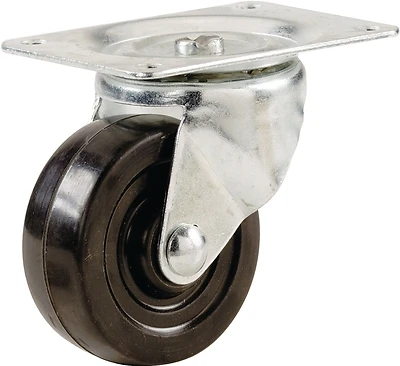 1-1/2 In. Soft Rubber Swivel Plate Caster, 40 Lb Load Capacity, Model 9489, 1 Pk