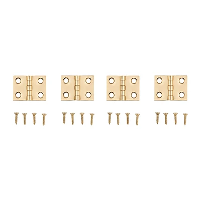 National Hardware N211-326 Broad Hinges, 3/4 x 1 In., Brass, 4-Pk.