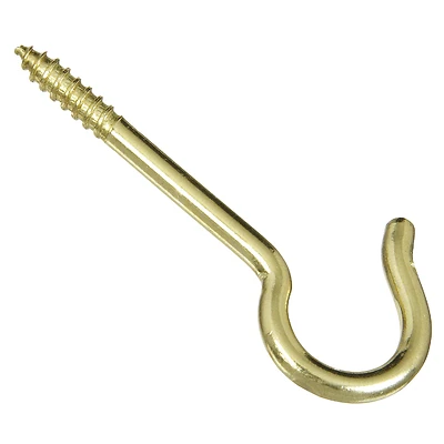 National Hardware N192-286 Ceiling Hook, #8, Solid Brass, 2-9/16 In., 3-Pk.