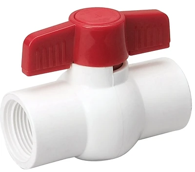 Threaded Ball Valve, White PVC, 3/4 In.