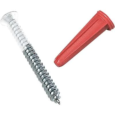 Knape & Vogt 80-88DP WH Screw and Anchor, 320 lb, Plastic/Steel, White, Wall