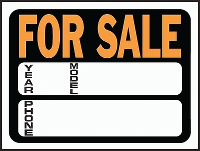 Hy-Ko 3031 For Sale Sign, Hy-Glo Orange/Black Plastic, 9 x 12-In.