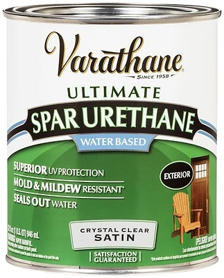 Varathane 250241H Spar Urethane, Outdoor, Crystal Clear Satin, 1-Qt.