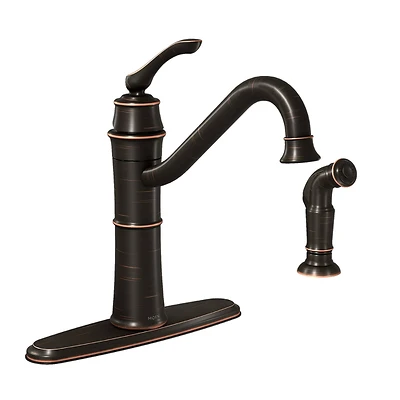 Wetherly 1-handle Kitchen Faucet With Side Spray, Mediterranean Bronze Finish