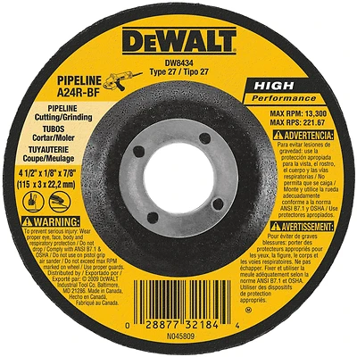 DeWalt DW8434 Grinding Wheel, 4-1/2 In., 24 Grit, Aluminum Oxide