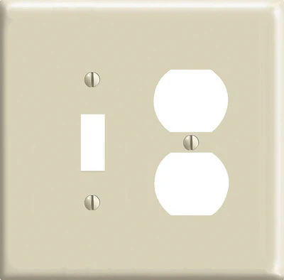 Leviton 0PJ18-I Combination Wallplate, 4-3/8 in L, 4.94 in W, Midway, 2-Gang, Nylon, Ivory, Device Mounting
