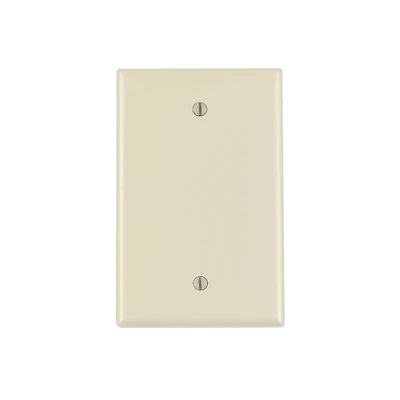 Leviton PJ13-I Blank Wallplate, 4-7/8 in L, 3-1/8 in W, 1/4 in Thick, 1-Gang, Nylon, Ivory, Box Mounting