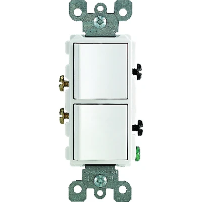 Decora R62-05634-0WS Combination Switch, 15 A, 120/277 VAC, SPST, Side Wire Terminal, Thermoplastic Housing Material