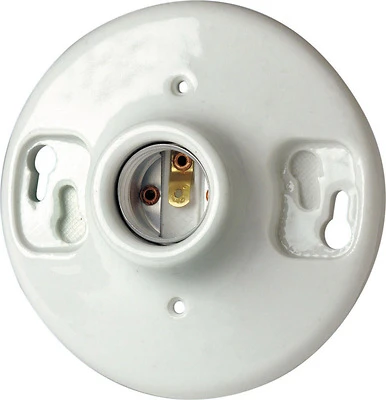 Leviton B01-49875 Lamp Holder, 1-Circuit, Keyless, 4-1/2 in Dia Dimensions, 250 V, 660 W, Porcelain Housing Material