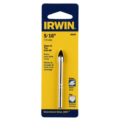 Irwin Glass & Tile Drill Bit, Carbide Tip, 5/16 In.