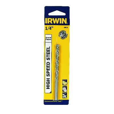 Irwin 60516 Jobber Drill Bit, 1/4 In Dia, 2-1/2 In OAL, Straight Shank