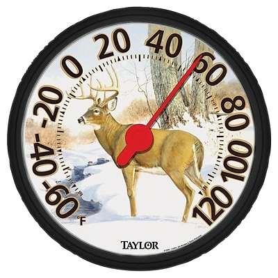 Taylor 6709E Deer Dial Outdoor Thermometer, 13-1/4 In., -60 To 120 Deg F