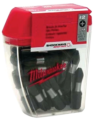 Milwaukee 48-32-5008 Shockwave #2 Square Recess Impact Bits, 1 In., 10-Pack