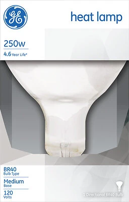 GE 37770 Infrared Heat Reflector Light Bulb, Clear, 250 Watt