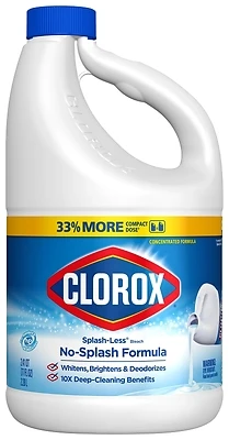 Clorox 32347 Splash-Less Concentrated Bleach, Liquid, 77 Oz.
