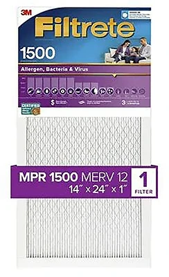 Filtrete Furnace Air Filter, 14x24x1 In., MPR 1500, MERV 12