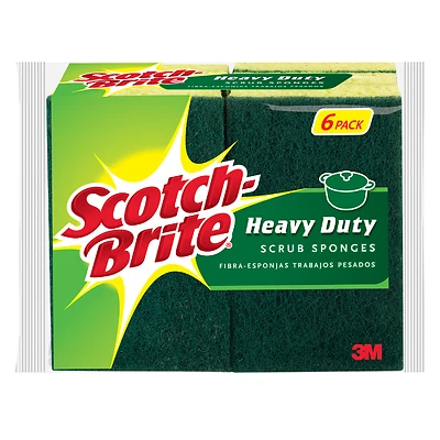 Scotch-Brite 426 Heavy Duty Scrub Sponge, Green, 4-1/2 In., 6-Pk.