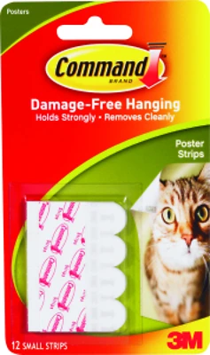 Command 17024 Poster Strip, 5/8 in W, 13/16 in L, Clear