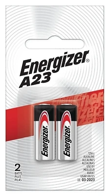 Energizer A23 Series A23BPZ-2 Battery, 12 V Battery, 55 mAh, Alkaline, Manganese Dioxide