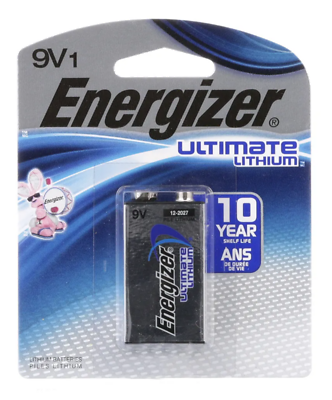Energizer L522BP Battery, 9 V Battery, 750 mAh, Lithium, Manganese Dioxide