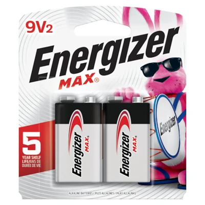 Energizer 522BP-2 Battery, 9 V Battery, 625 mAh, Alkaline, Manganese Dioxide, Zinc, Rechargeable: No, 2/PK