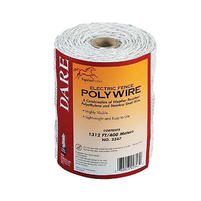 Electric Fence Wire, White Poly & 3-Wire Stainless Steel, 1,312 Ft. Spool