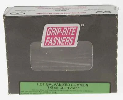 Grip-Rite 16HGC1 Common Nails, 16d, 3-1/2 In., Hot-Dip Galvanized, 1 Lb