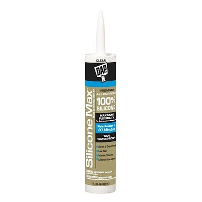 Dap Silicone Max 08791 Premium All Purpose Silicone Sealant, Clear, 10.1-oz.