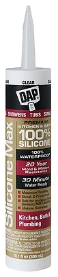 Dap Silicone Max 08668 Kitchen and Bath Silicone Sealant, Clear, 10.1 oz