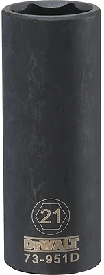 DeWalt DWMT73951OSP Metric Deep Impact Socket, 6-Point, 1/2 In. Drive, 21mm
