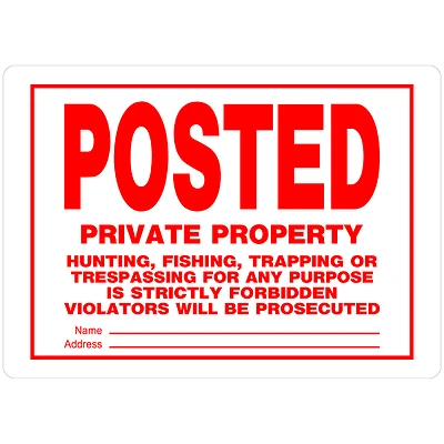 Hillman 840159 Posted Private Property Sign, Plastic, 10 x 14-In.