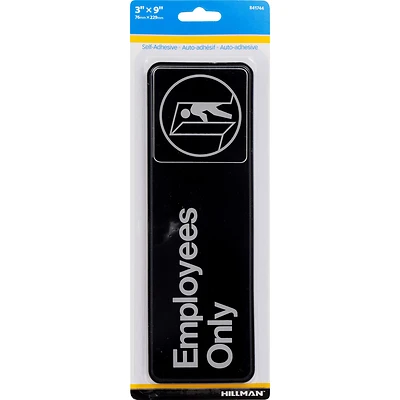 Hillman 841744 Employees Only Sign, Peel & Stick, 3 x 9-In.