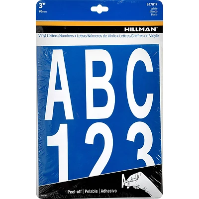Hillman 847017 Adhesive House Letter & Number Pack, White Vinyl, 3-In.